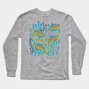 TROPICAL ZONE Coral Reef Fish Undersea Ocean Sea Creatures in Bright Colours on Light Aqua - UnBlink Studio by Jackie Tahara Long Sleeve T-Shirt